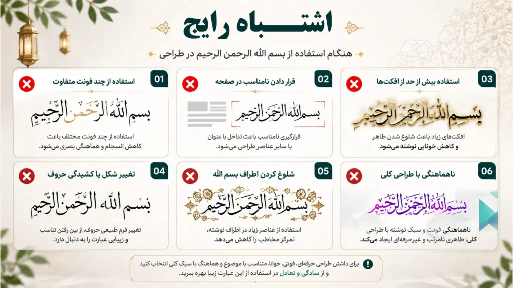 راهنمای انتخاب فونت بسم الله الرحمن الرحیم برای طراحی‌های مختلف