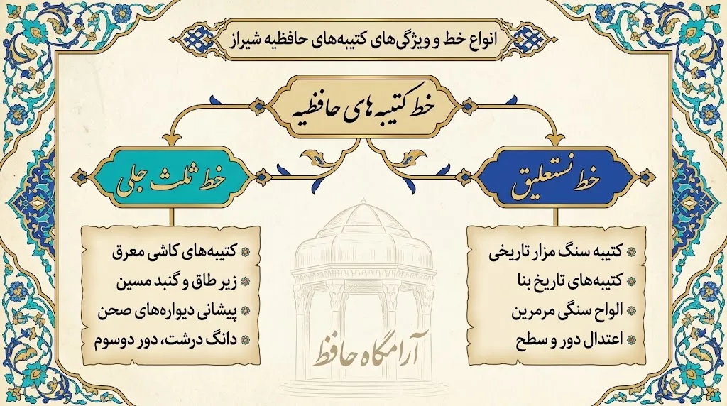 حافظیه شیراز؛ تحلیل تخصصی خوشنویسی کتیبهها، خطوط و جایگاه هندسی نگارهها حافظیه شیراز؛ تحلیل تخصصی خوشنویسی کتیبهها، خطوط و جایگاه هندسی نگارهها