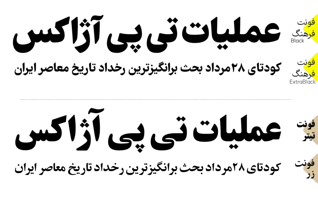 مقایسه با فونت های مطبوعاتی رایج